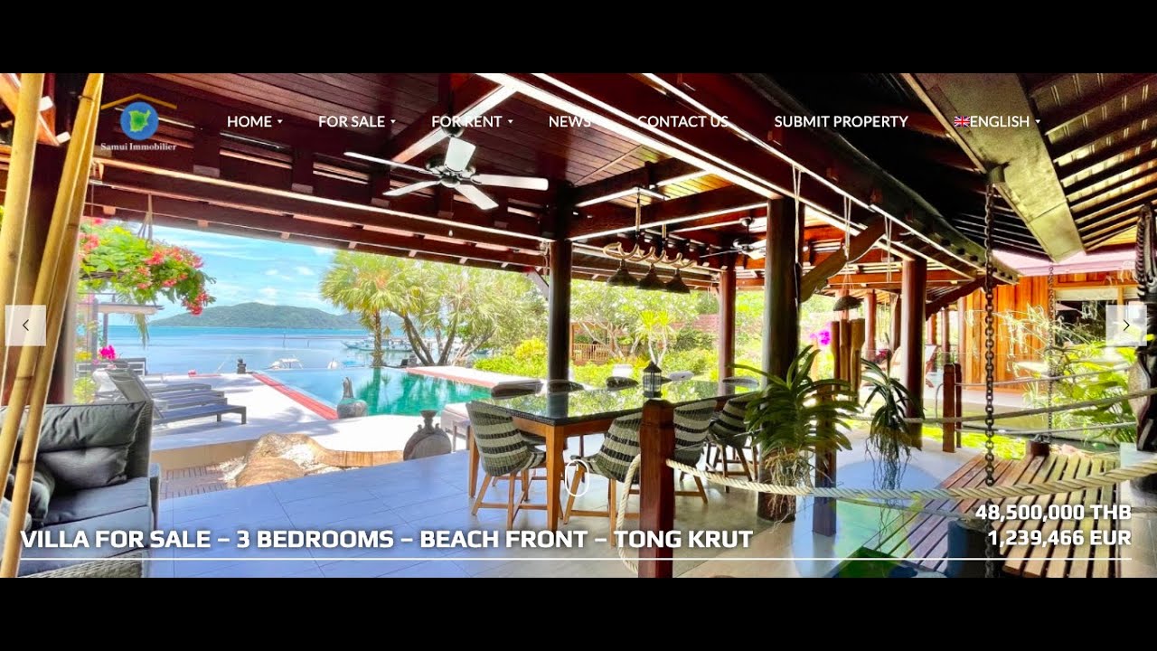 Authentique beach front Villa - 3 bedrooms - Tong Krut - Koh Samui