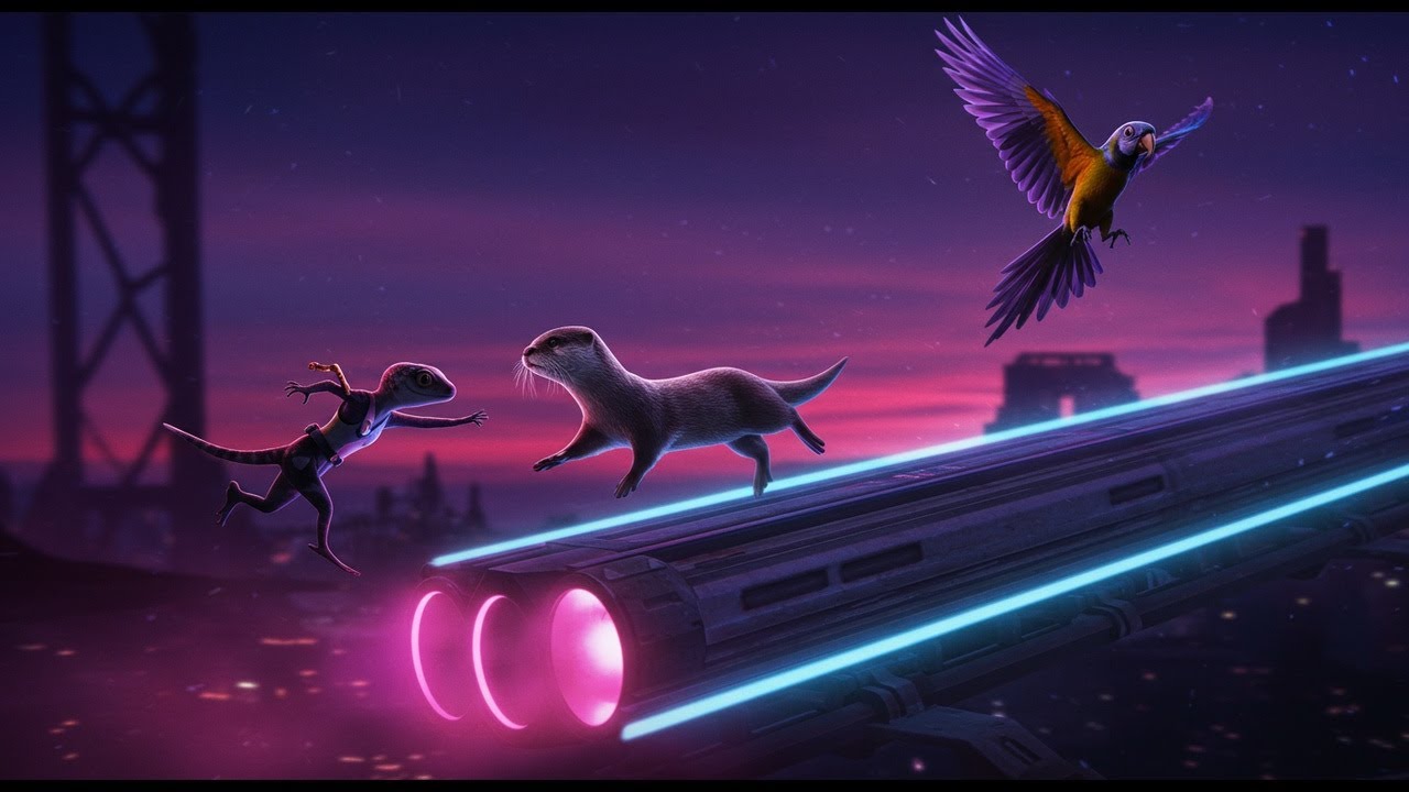 Rooftop Dash & Neon Rail: Otter&rsquo;s Race Through Time-Bubble Alley