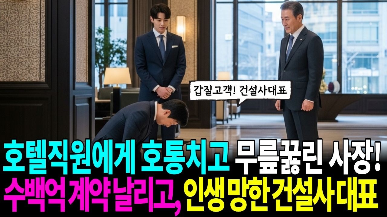 호텔직원에게 호통치고 무릎꿇린 사장! 호텔 회장이 나타나자 수백억 계약 날리고, 인생 망한 건설사 대표 #감동사연 #사이다사연 #시니어감동사연 #노후사연