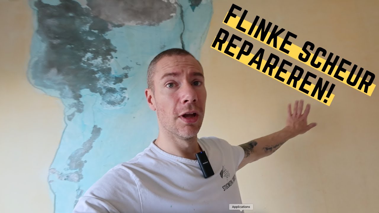 Flinke scheur en lekkage schade repareren aan een slaapkamer wand.   |  Stucvlog #57