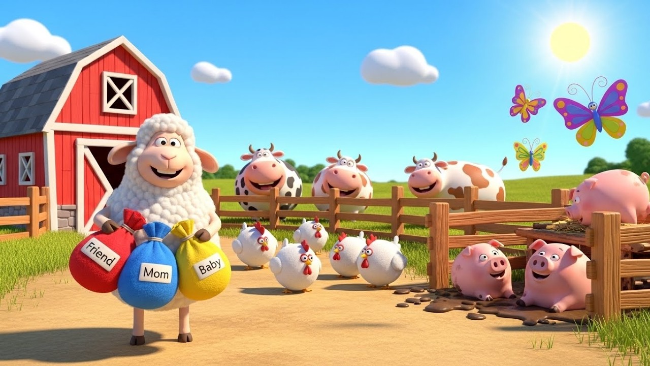 Baa Baa White Sheep Song | Kids Nursery Rhyme | Baby Song, Rainbow Farm Animals 🌈🐑