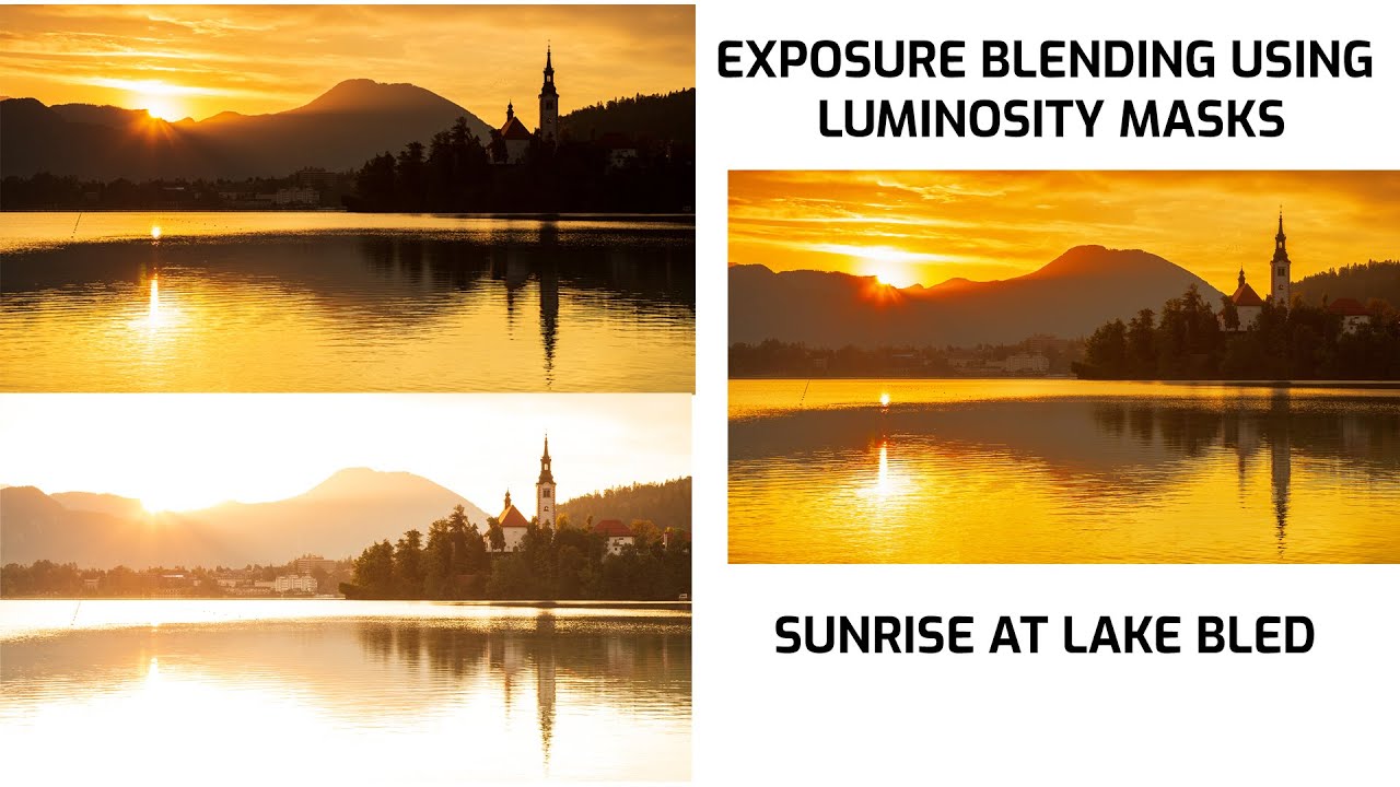 Exposure blending using luminosity masks - Sunrise at Lake Bled.