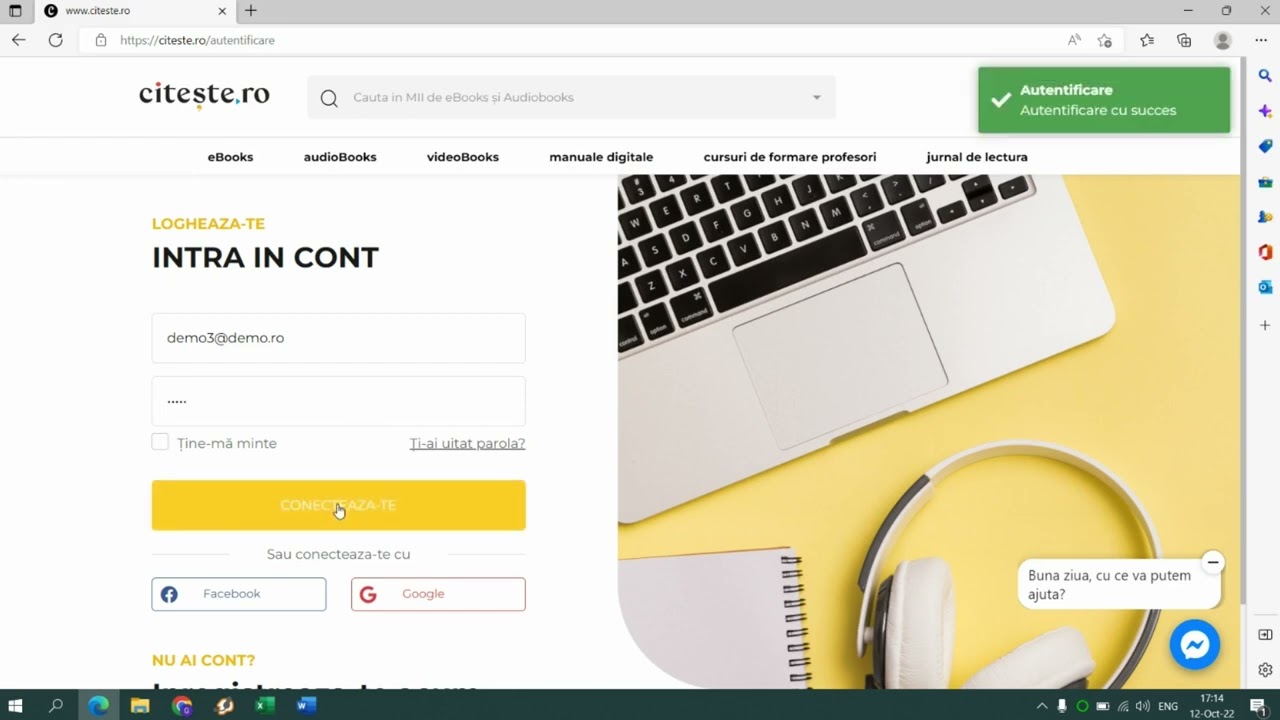 Citeste.ro. Tutorial de accesare a contului