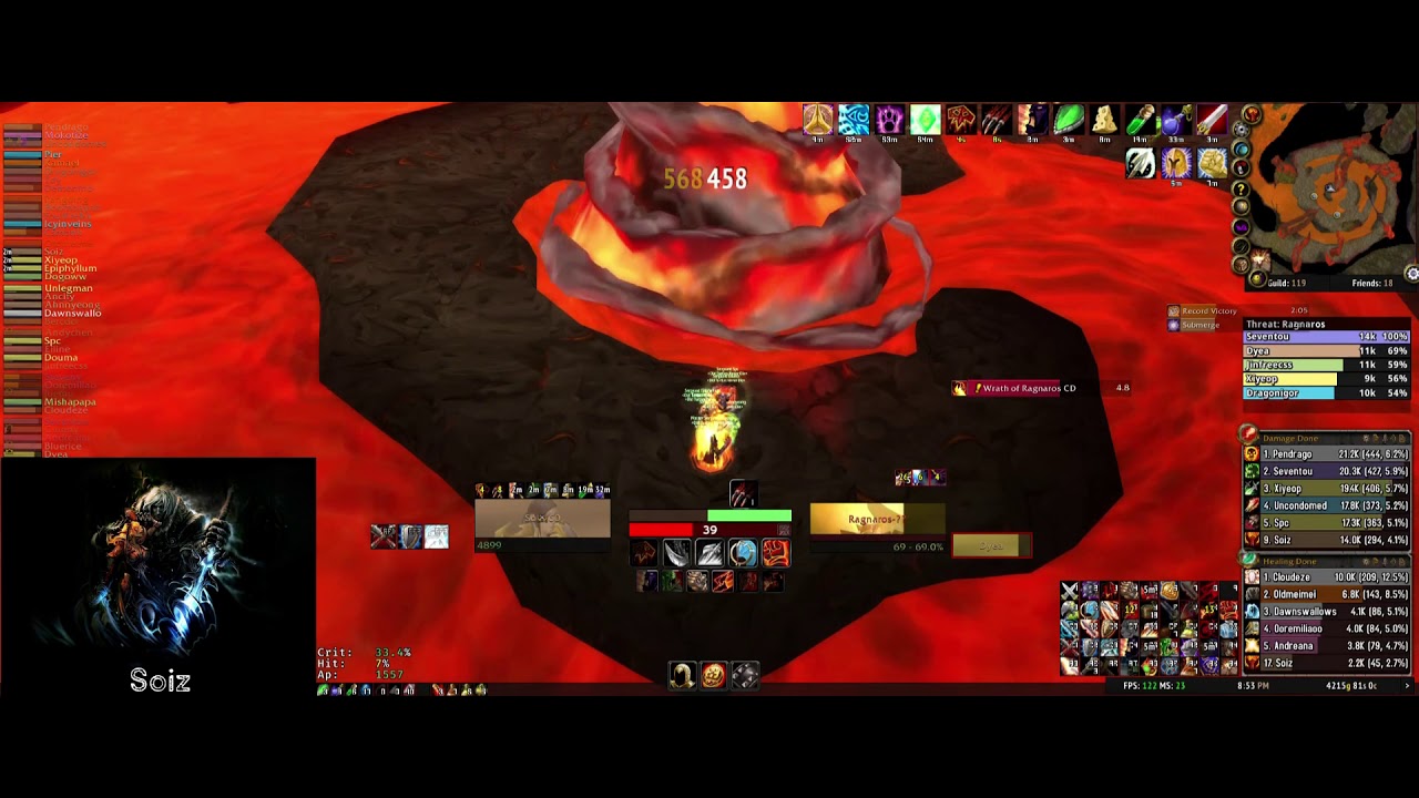 Molten Core - Ragnaros. 2H Fury Warrior Slam spec. World of Warcraft Classic. 2020-01-03