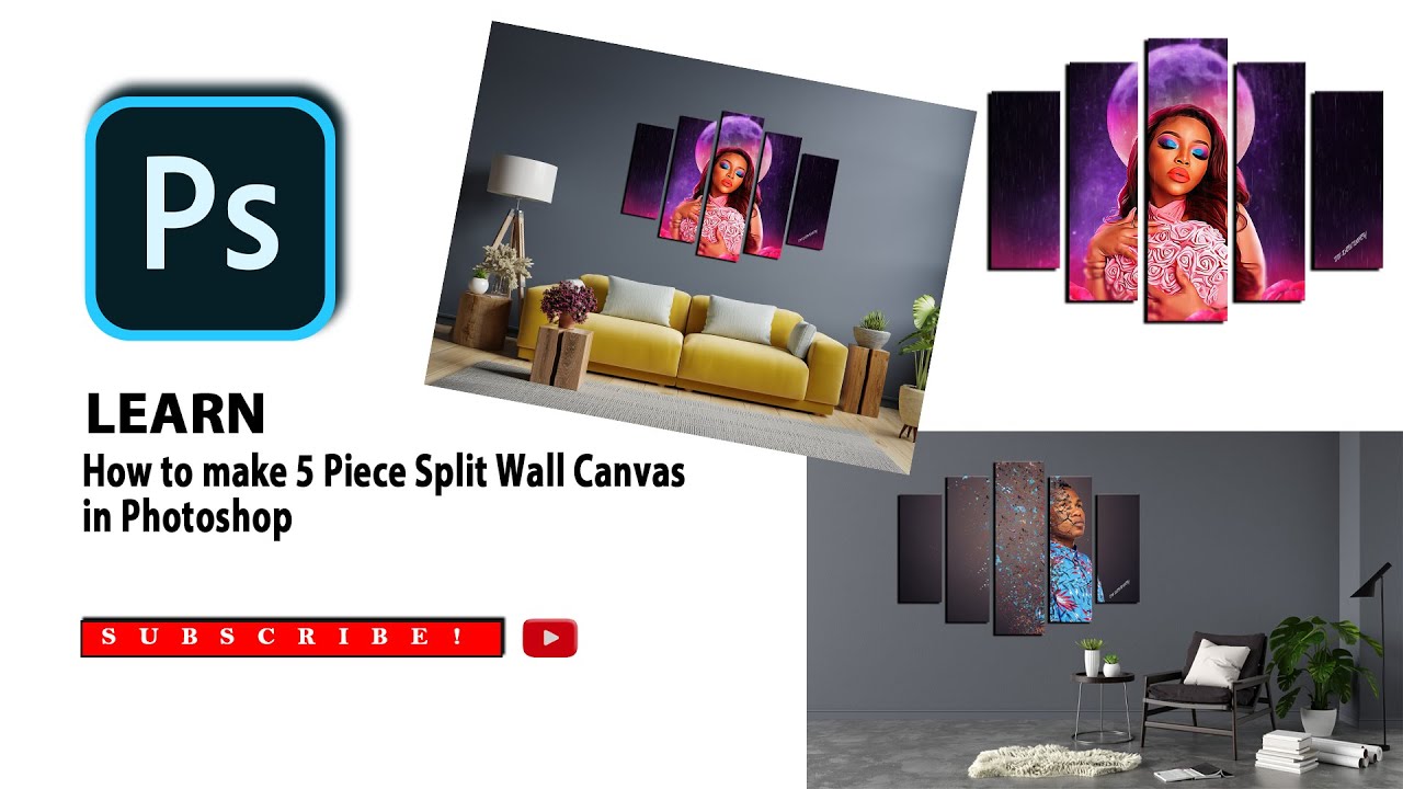 Make 5 Piece Split Wall Canvas in Photoshop(tutorial)