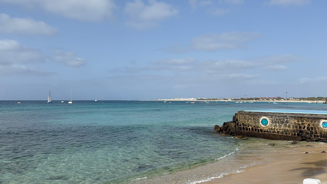 Beach scene at 8am, Odjo d’agua Hotel, Santa Maria, Sal, Cape Verde (September 2025)