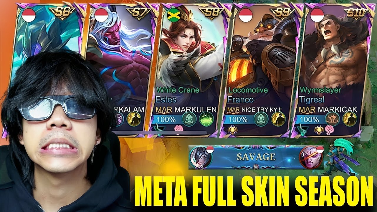 META FULL SKIN SEASON 6 7 8 9 10 BERAKSI DI LAND OF DAWN - Mobile legends