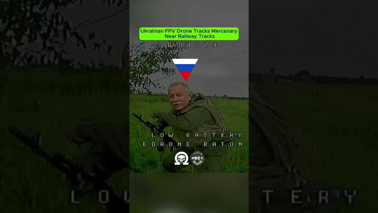 Ukrainian FPV Drone Tracks Mercenary Near Railway Tracks.