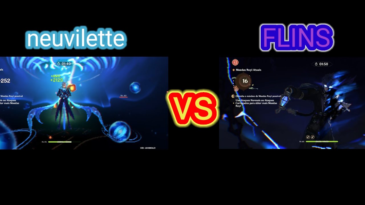 (Neuvilette vs FLINS) testando os personagens no evento do ritual das lanternas 