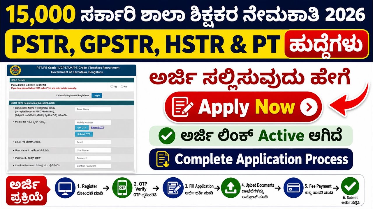 Teacher Recruitment 2026 Karnataka 🔥 15,000 ಹುದ್ದೆಗಳು | HK & NHK | Apply Online