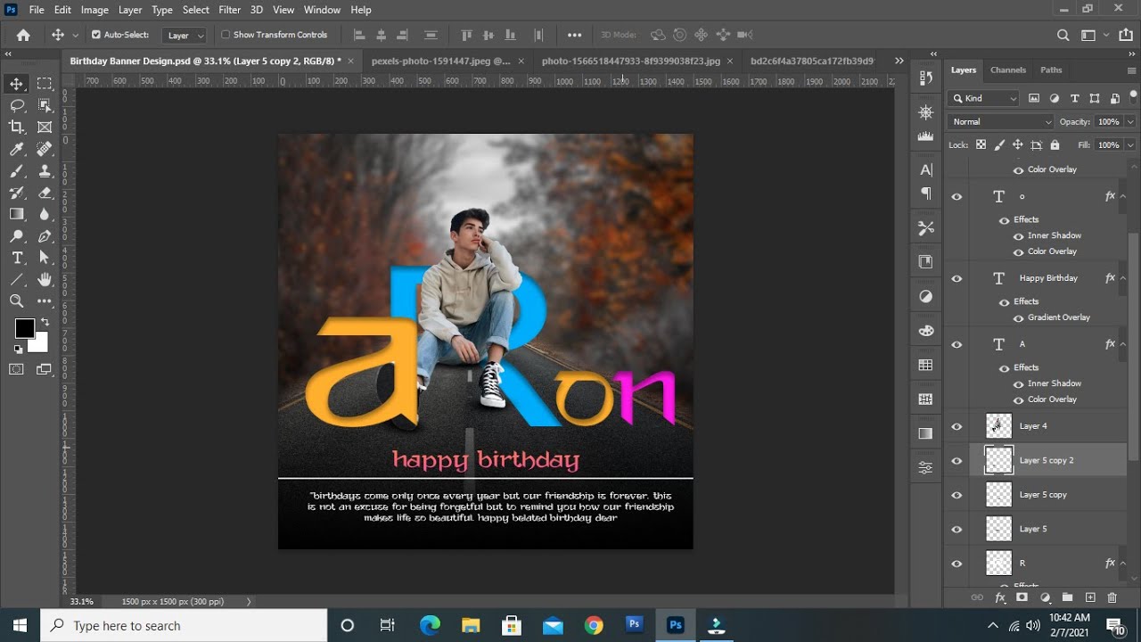 Photoshop Tutorial: How to Design Birthday Banner in Adobe Photoshop