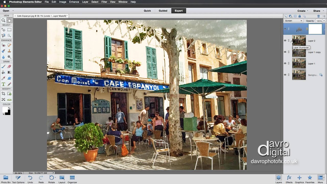 Кафе «Эспаньол» — применение эффекта живописи в Photoshop Elements