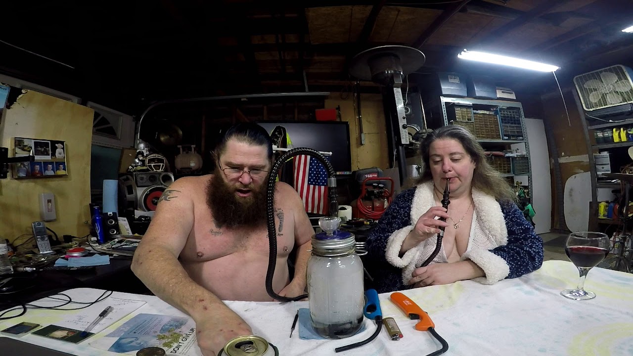 Naked Stoners Smoking out of Bubba!!