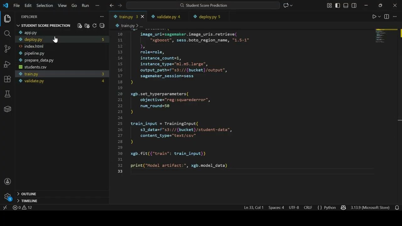 Demo - Student Score Model with Sagemaker | AWS