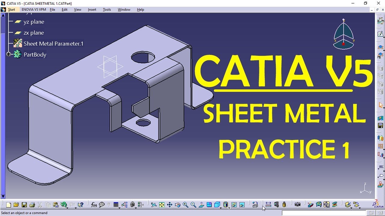CATIA V5 ПРОЕКТИРОВАНИЕ ЛИСТОВОГО МЕТАЛЛА 1 для начинающих | Практика CATIA | Проектирование САПР