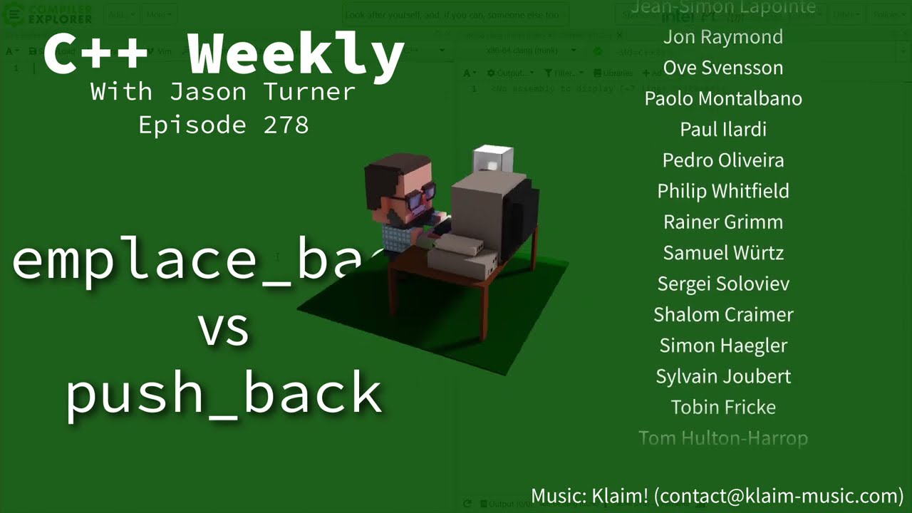C++ Weekly - Ep 278 - `emplace_back` vs `push_back`