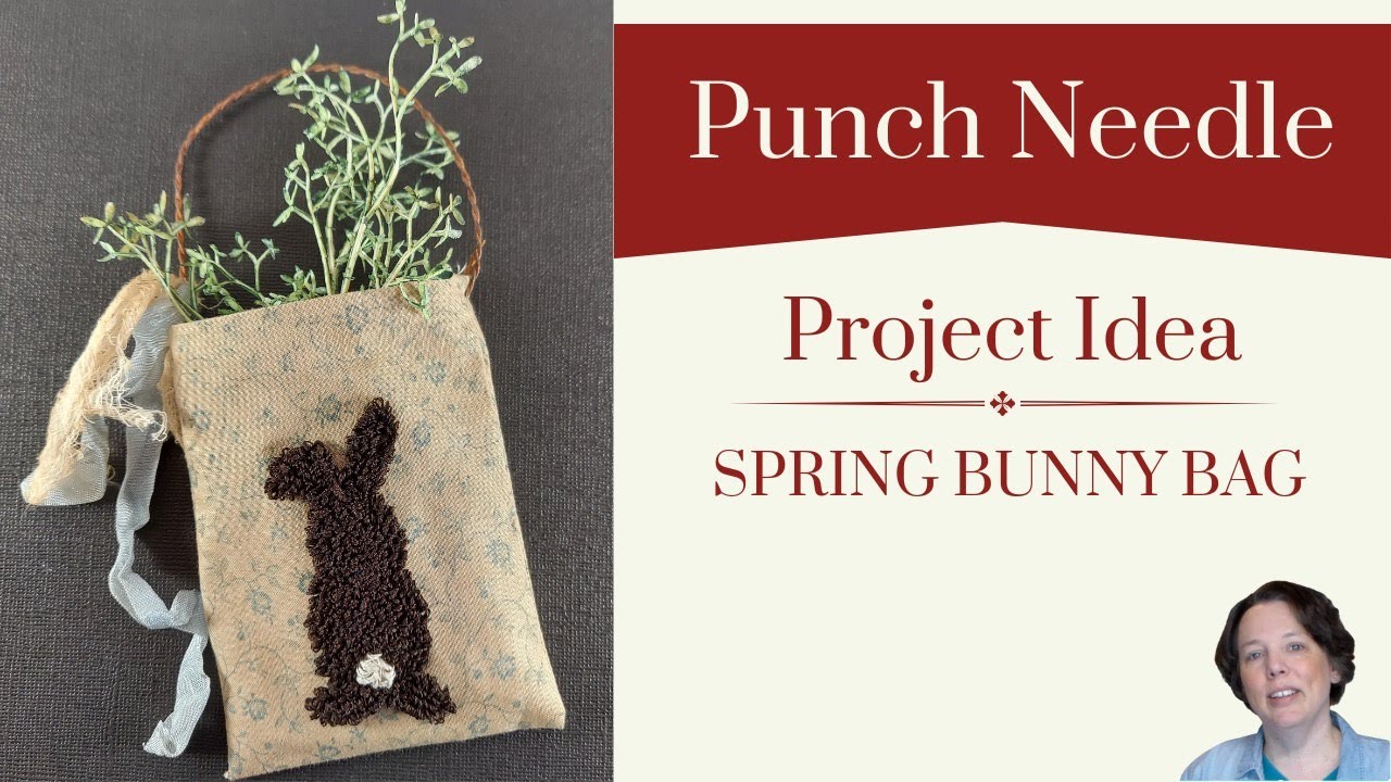 Punch Needle Project Idea: Spring Bunny Bag with Punch Needle on Fabric