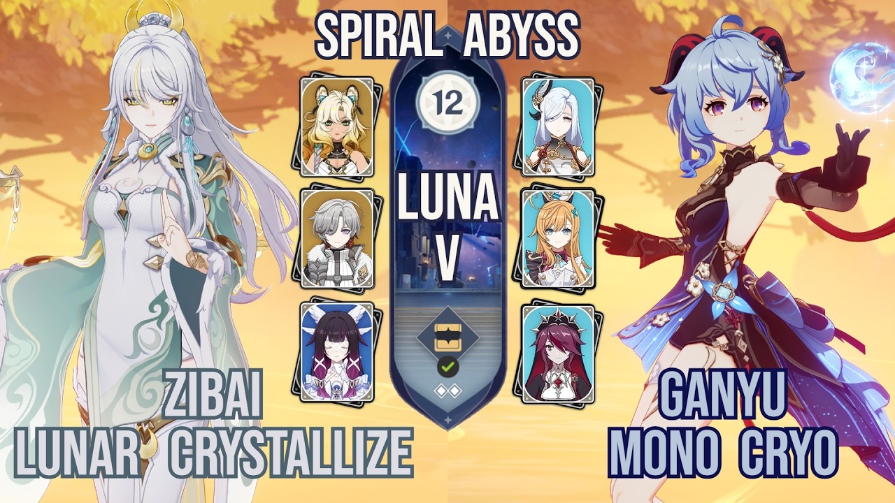 Zibai Lunar Crystallize x Ganyu Mono Cryo | Spiral Abyss 6.4 / Luna V | Genshin Impact