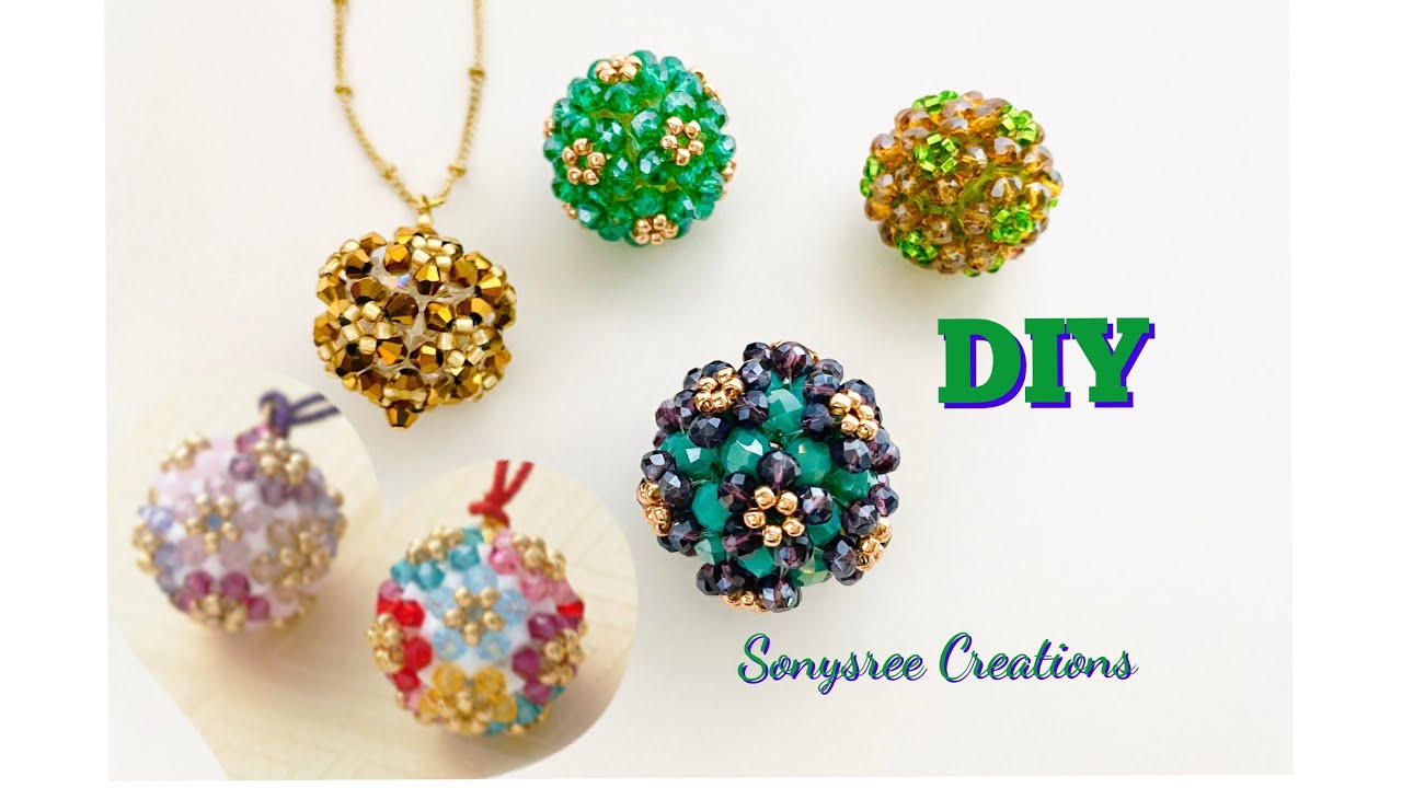Embellished Beaded Bead || Beaded Bead Pendant or Earrings || How to make Beaded Ball