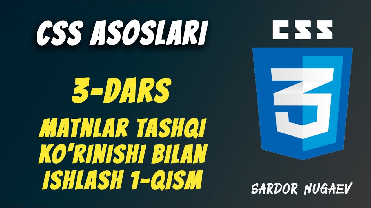 3-DARS CSSDA MATNLAR TASHQI KO'RINISHI BILAN ISHLASH 1-QISM