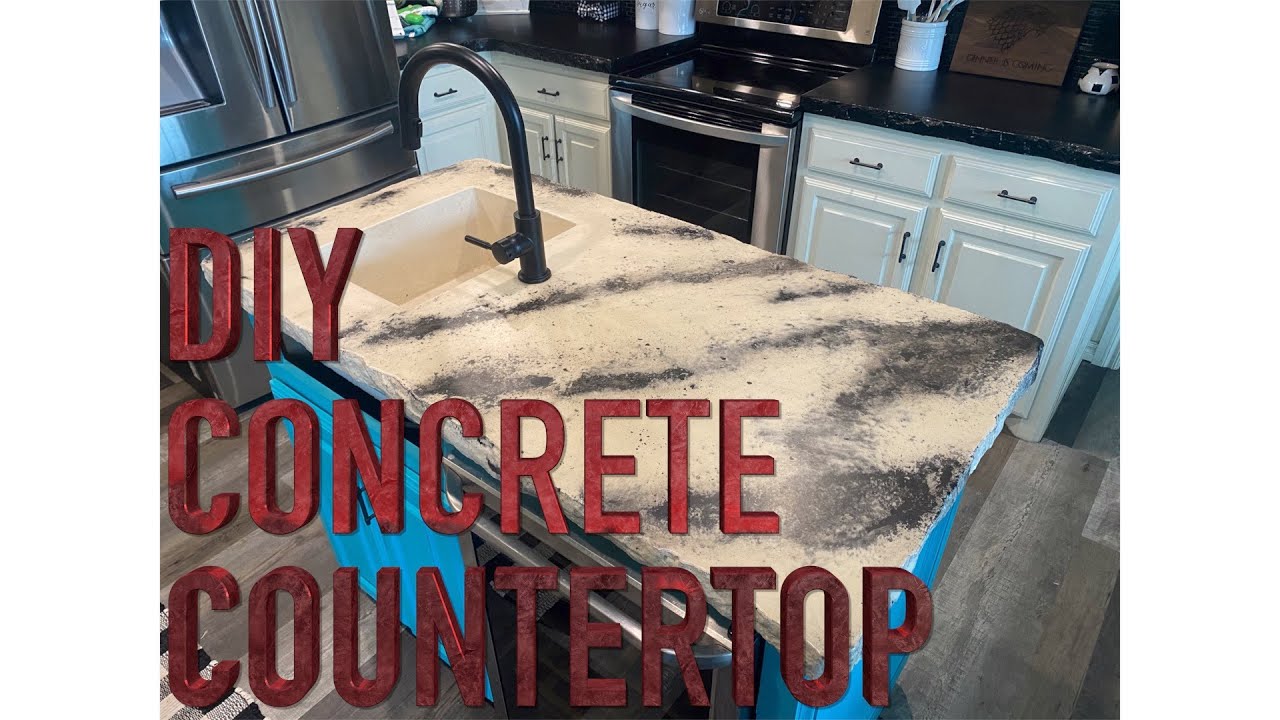 DIY White & Black Concrete Countertop