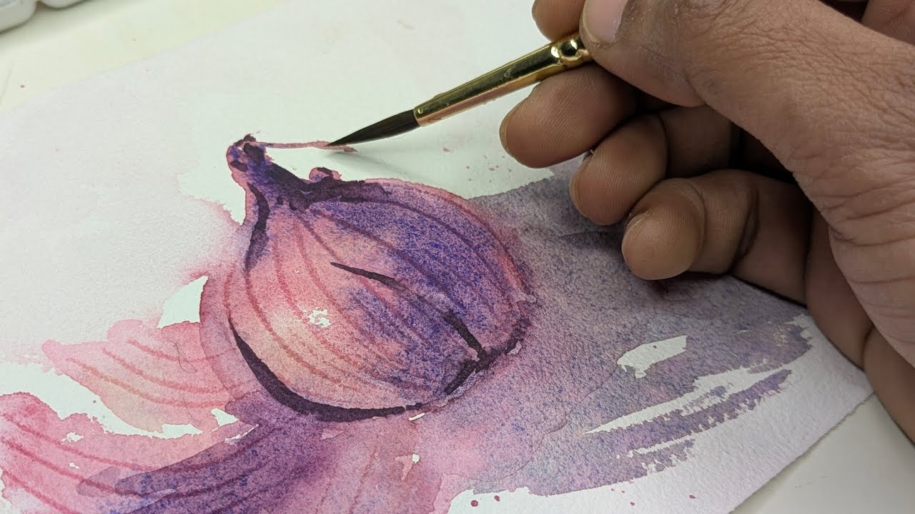 Loose Watercolor Onion Tutorial: Easy Shape Stamping Hack