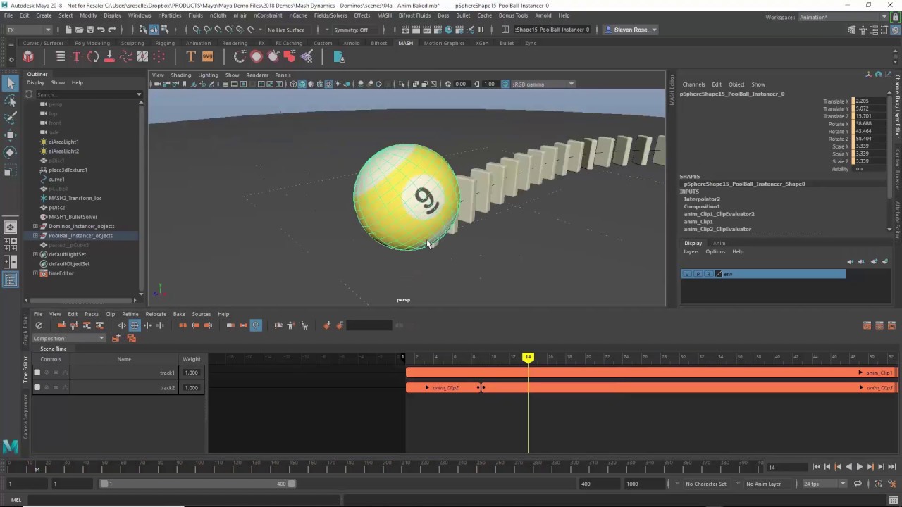 Maya in Motion Part 3 - Baking and Re-timing Dynamic Animation
