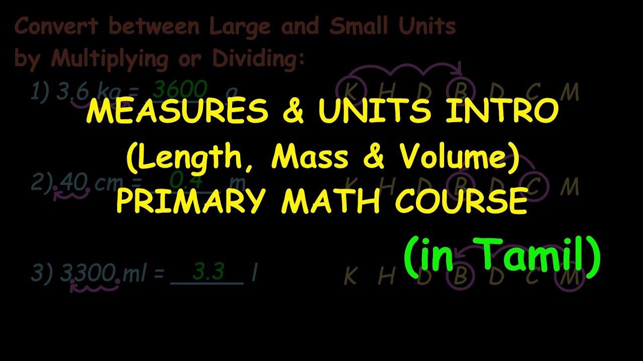 Units and Measures Intro 1 | Length, Mass & Volume | Primary Math course(in Tamil)