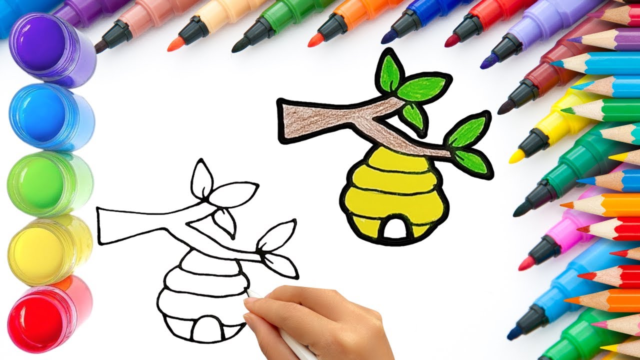 How To Draw cute Beehive Drawing, Painting & Coloring For Kids and Toddlers_ Child Art 🐋🌈🎨