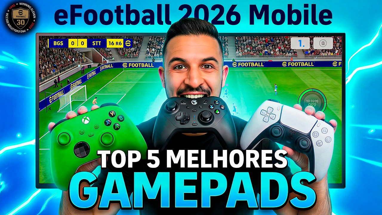 TOP 5 MELHORES GAMEPADS 🔥 PARA JOGAR EFOOTBALL 2026 MOBILE ATUALIZADO