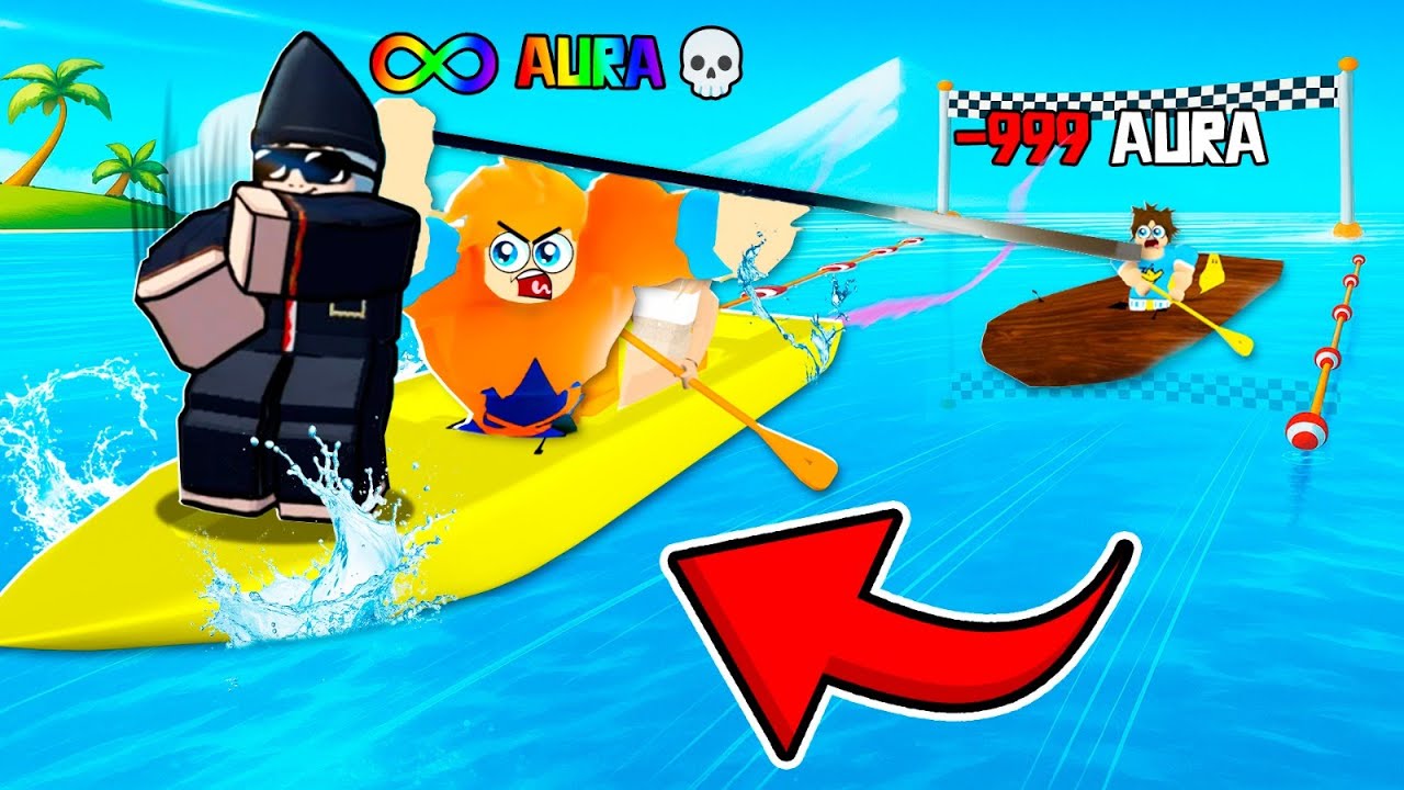 FARMANDO 999,999 AURA 💀 PRA VIRAR O MAIS RÁPIDO NA CORDIDA DE BARCOS IMPOSSÍVEL DO ROBLOX!!