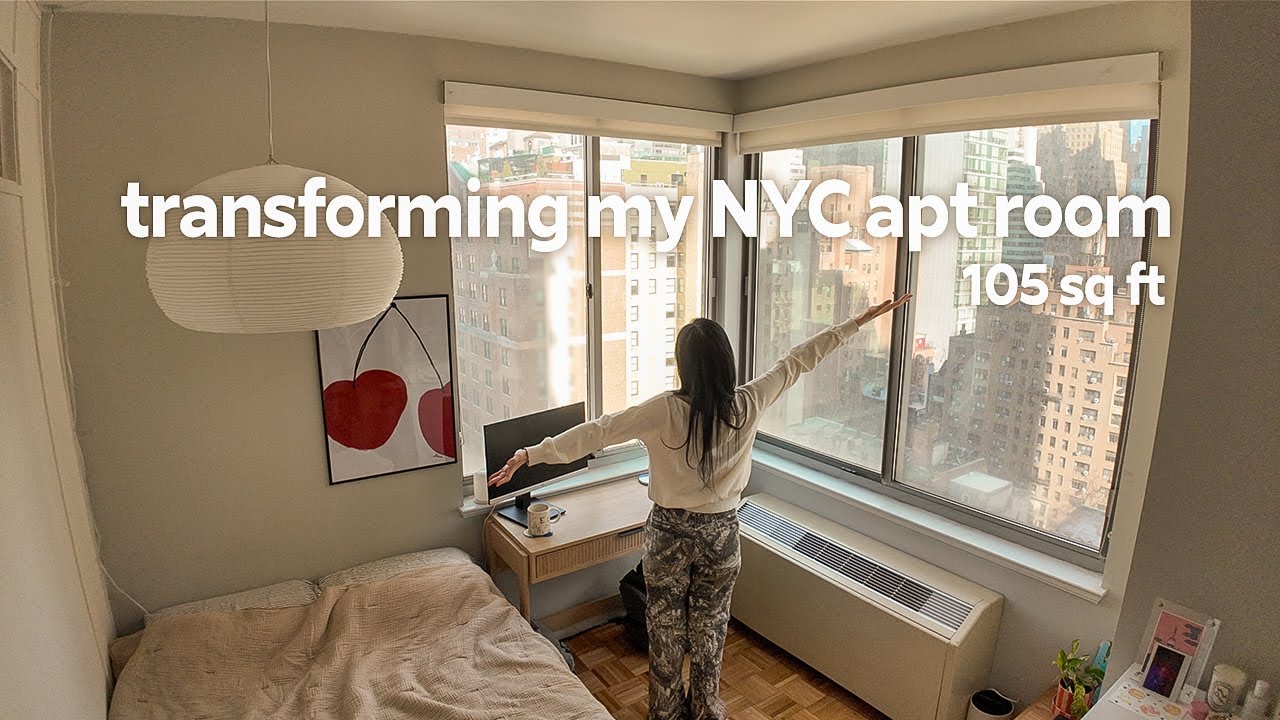 my TINY 105 sq ft. NYC bedroom makeover (cozy and realistic) | cleaning & decorating my apt
