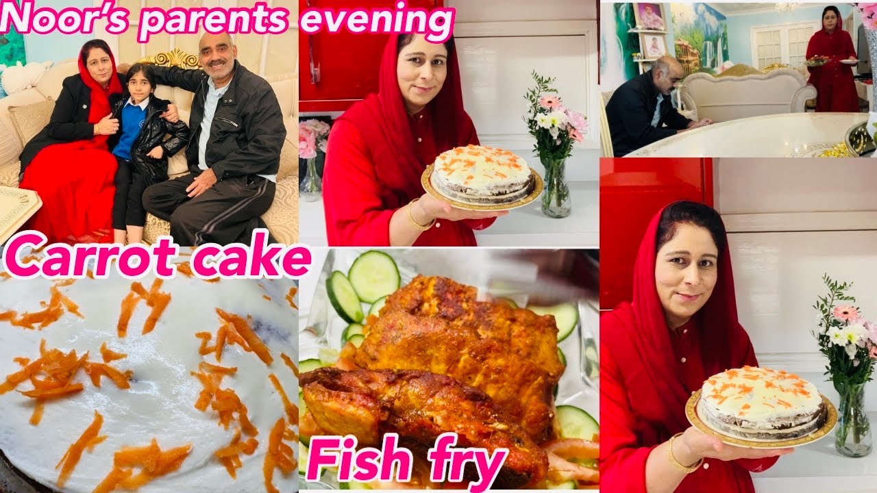 Kashmiri Mum Daily Routine In UK | Carrot Cake Recipe| How To Make Fish Fry | Noor,s Parents Evening
