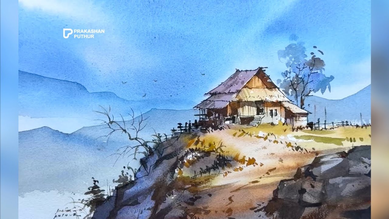 How to create light in watercolor  | line and wash by prakashanputhur 