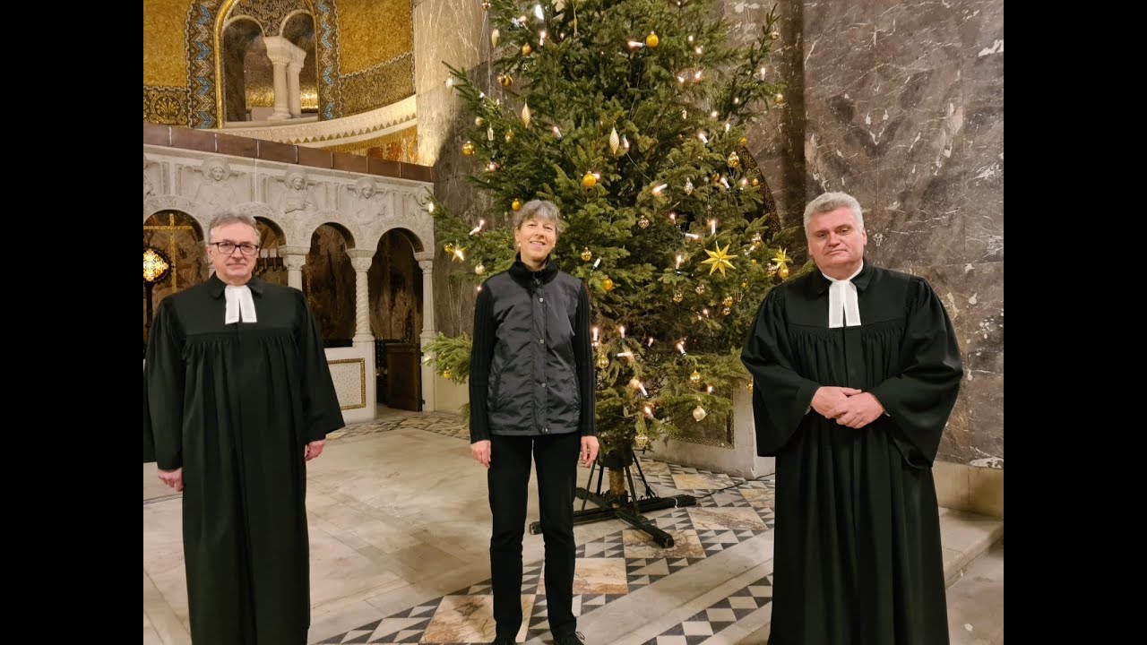 Heilig Abend 2020 in der Erlöserkirche Bad Homburg, mit Kantorin S.Rohn, Pfr. A.Hannemann, Pfr. Wach