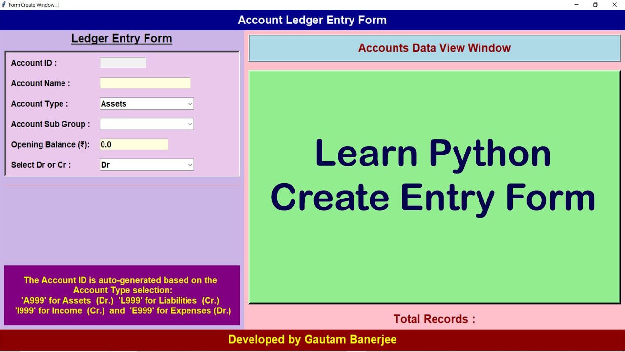 How to Create Accounts Form with Python #python