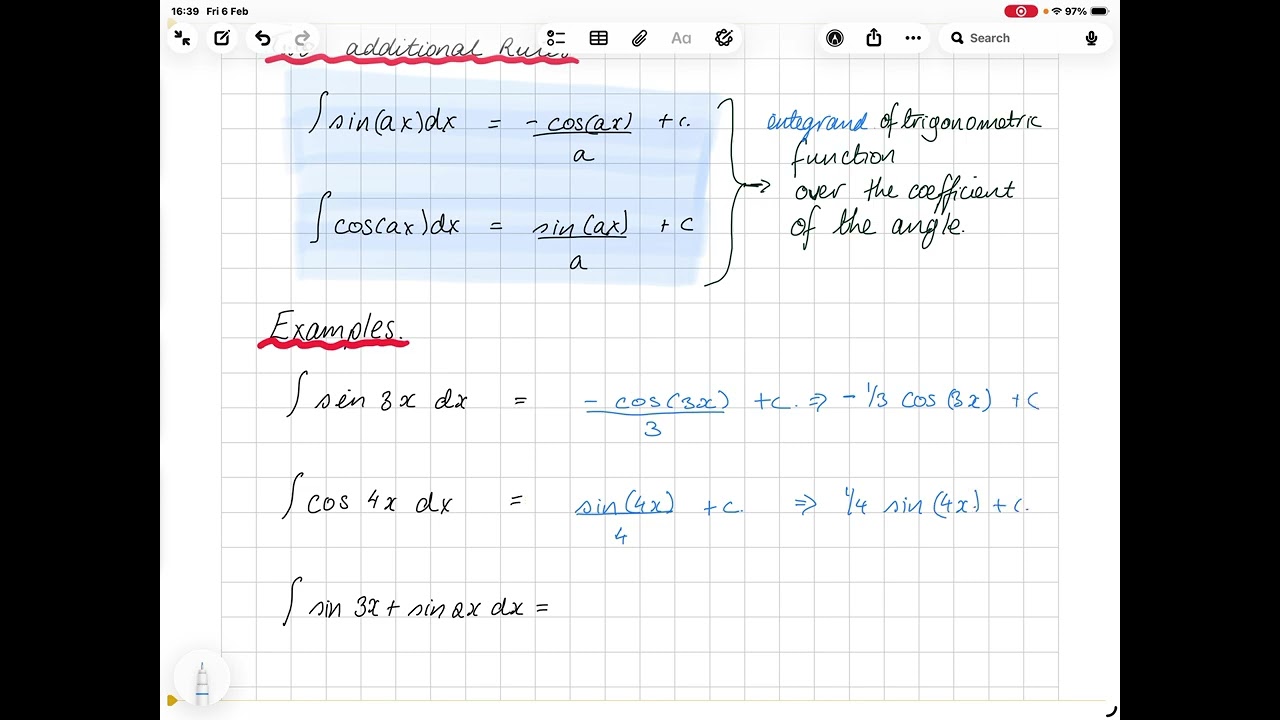 Integrating trigonometric functions