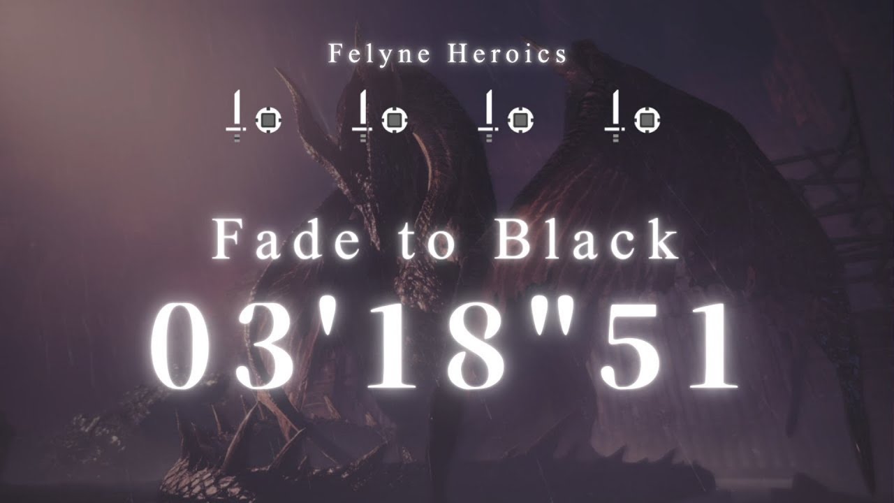 [MHWI]伝説の黒龍 ミラボレアス 猫火事場 片手剣4pt 03'18''51/Fade to black Fatalis Felyne Heroics Sword and Shield 4pt