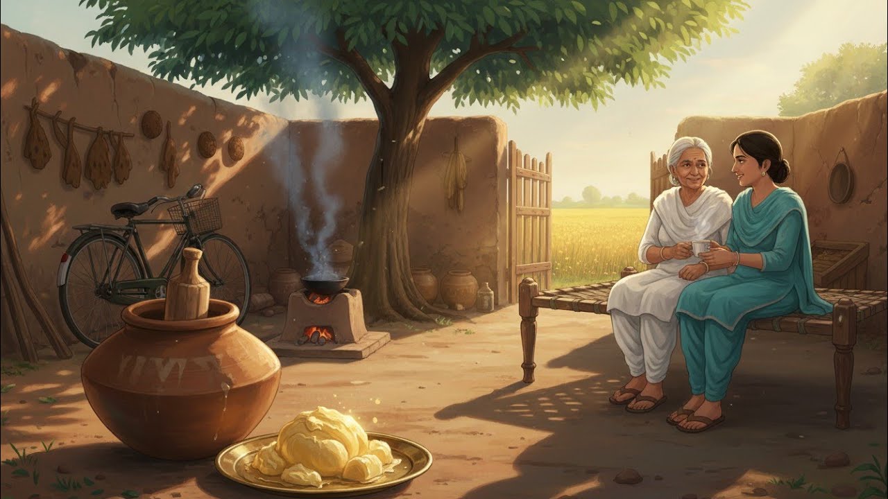 Making Butter in the Early Light 🌅 | Dadi & Poti’s Village Morning Routine