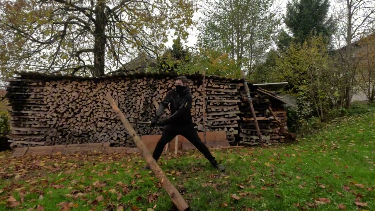 Logfight but with a real Katana! #logfight #martialarts #swordfighting