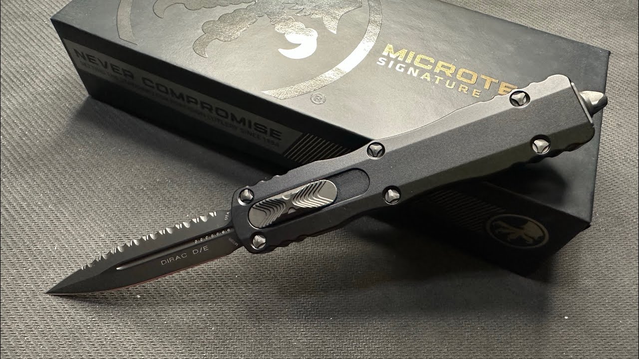 Microtech Dirac Signature Series | D/E Full Serrated DLC M390