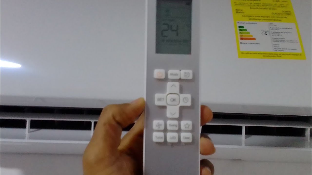 Configuración de los botones de un control  de aire acondicionado Olimpo