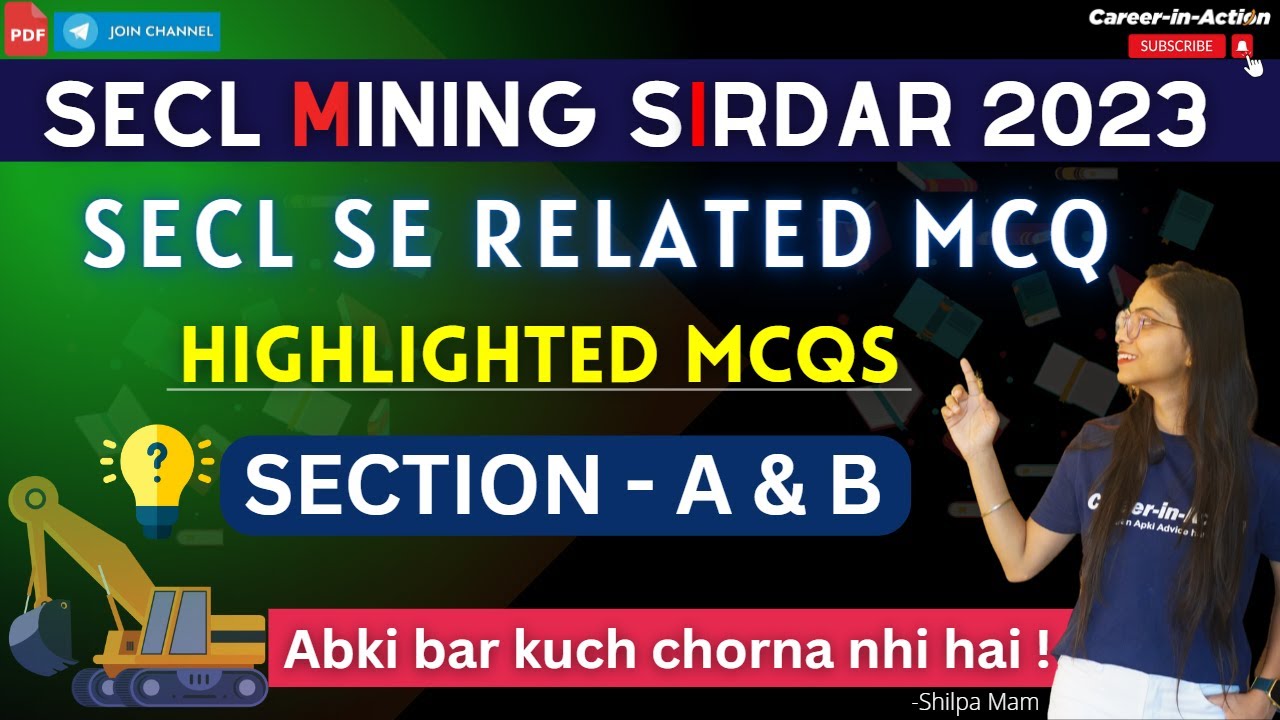 SECL Special Expected MCQ | SECTION A & B | SECL Mining Sirdar Exam 2023 by Shilpa Mam