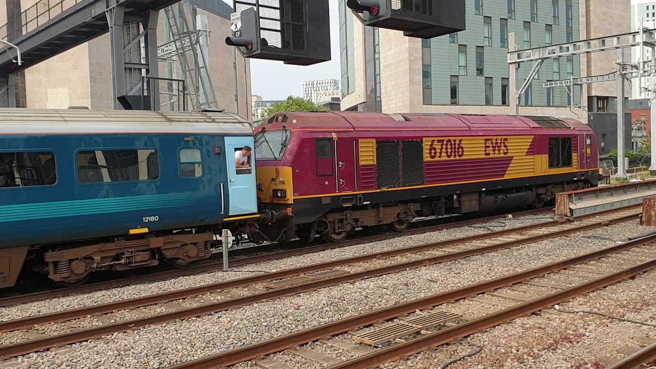 (HD) DB Cargo 67016 departing Cardiff Central on 1W96 to Holyhead 23/7/2019
