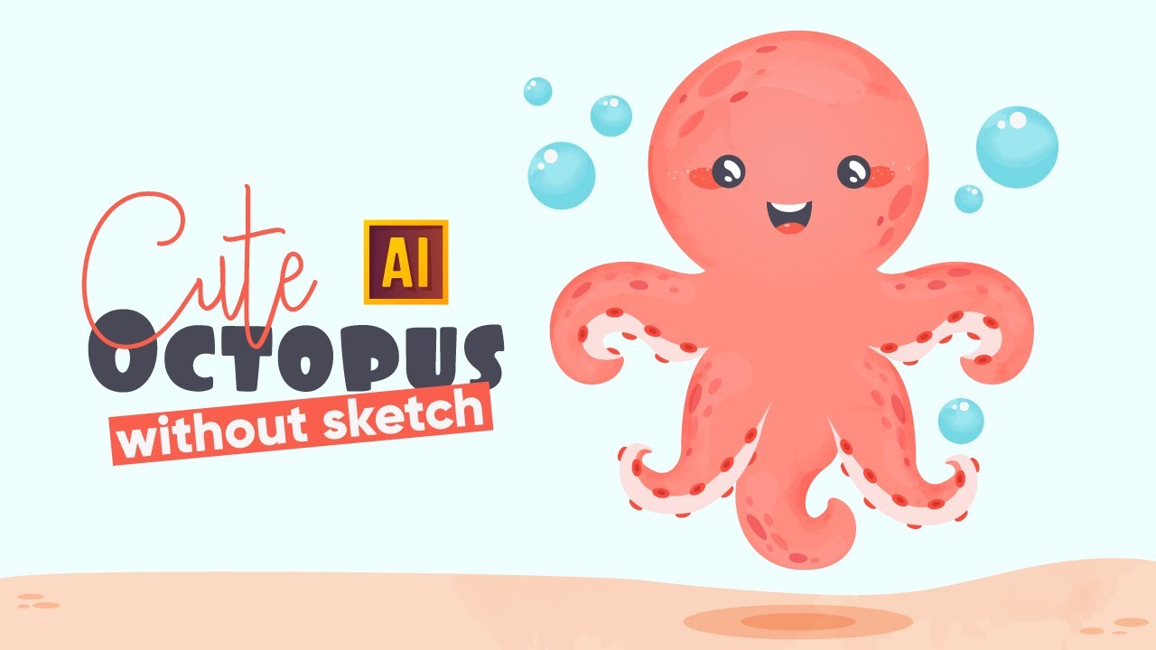HOW TO DRAW AN OCTOPUS WITH WATERCOLOR TEXTURE IN ADOBE ILLUSTRATOR
