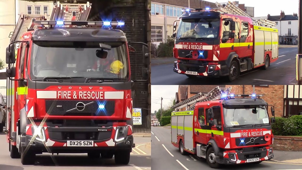3 NEW Volvo Pumps responding to incidents - Warwickshire Fire & Rescue Service