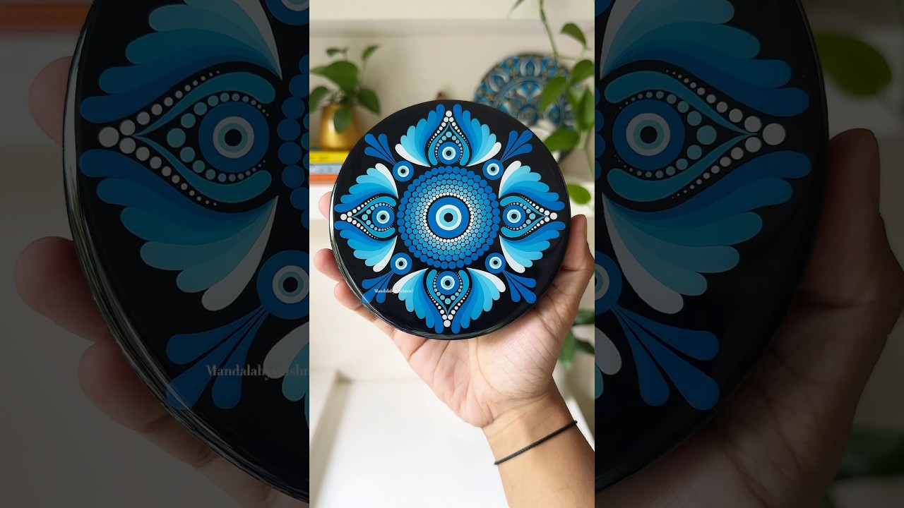 Day 3 Dark blue evil eye  🧿 #Shorts #Trending #Mandala #DotMandala #EvilEye #EvilEyeMandala ￼