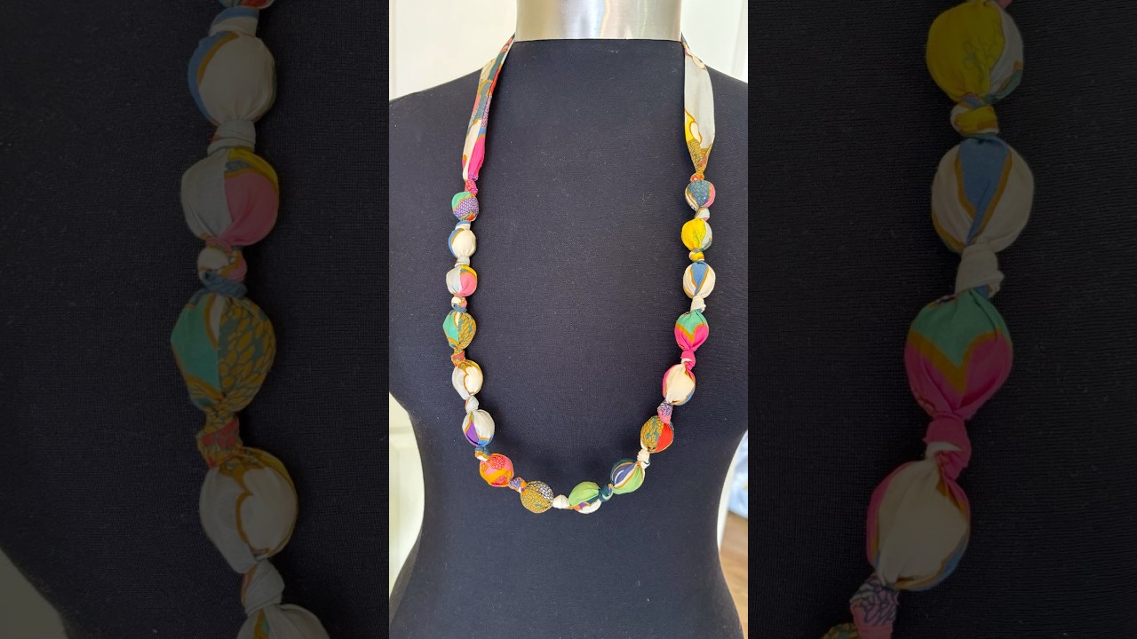 Beautiful liberty fabric beaded necklace making | how to make a fabric necklace | #sewing #necklace