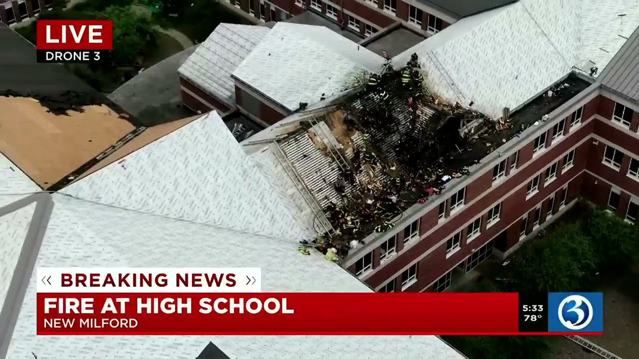 Crews battle fire at New Milford High School