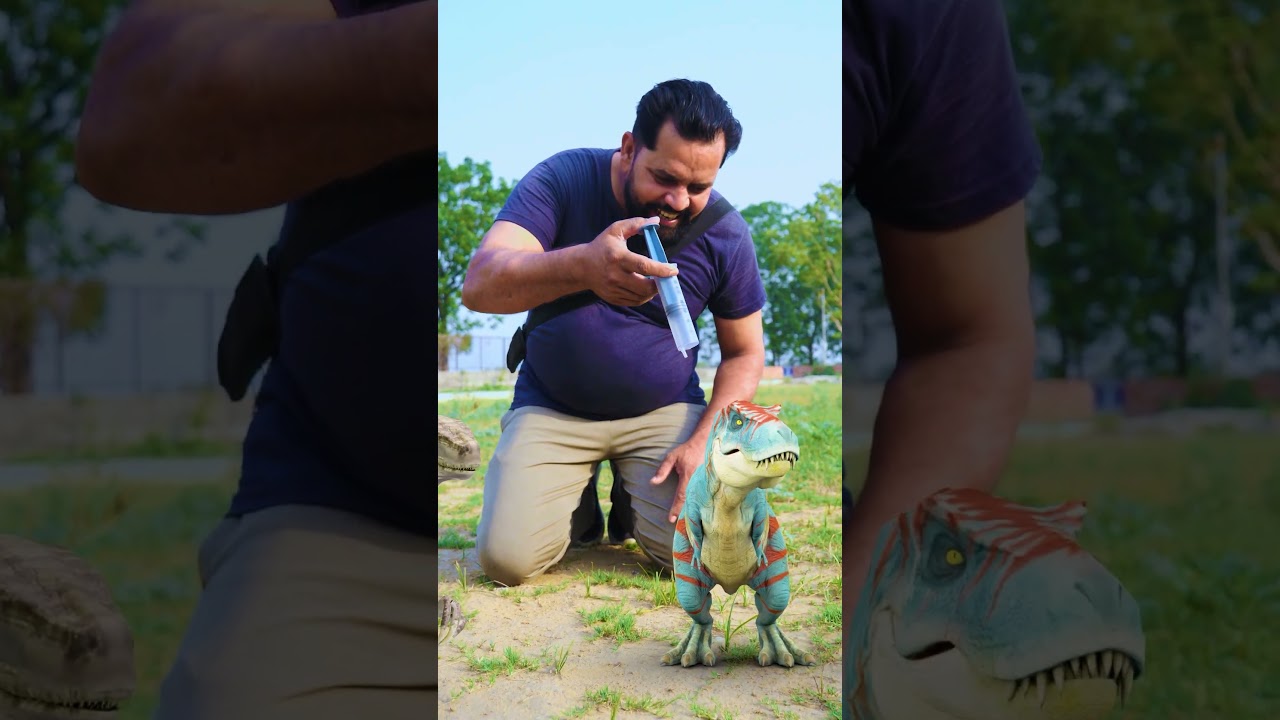 T-Rex dinosaur and Raptor Dinosaur made bigger using chemical In Jurassic World | Dinosaur Point
